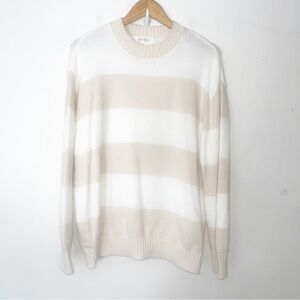 Jessica Simpson Cream & White Striped Colorblock Sweater Sz L Coastal Fisherman